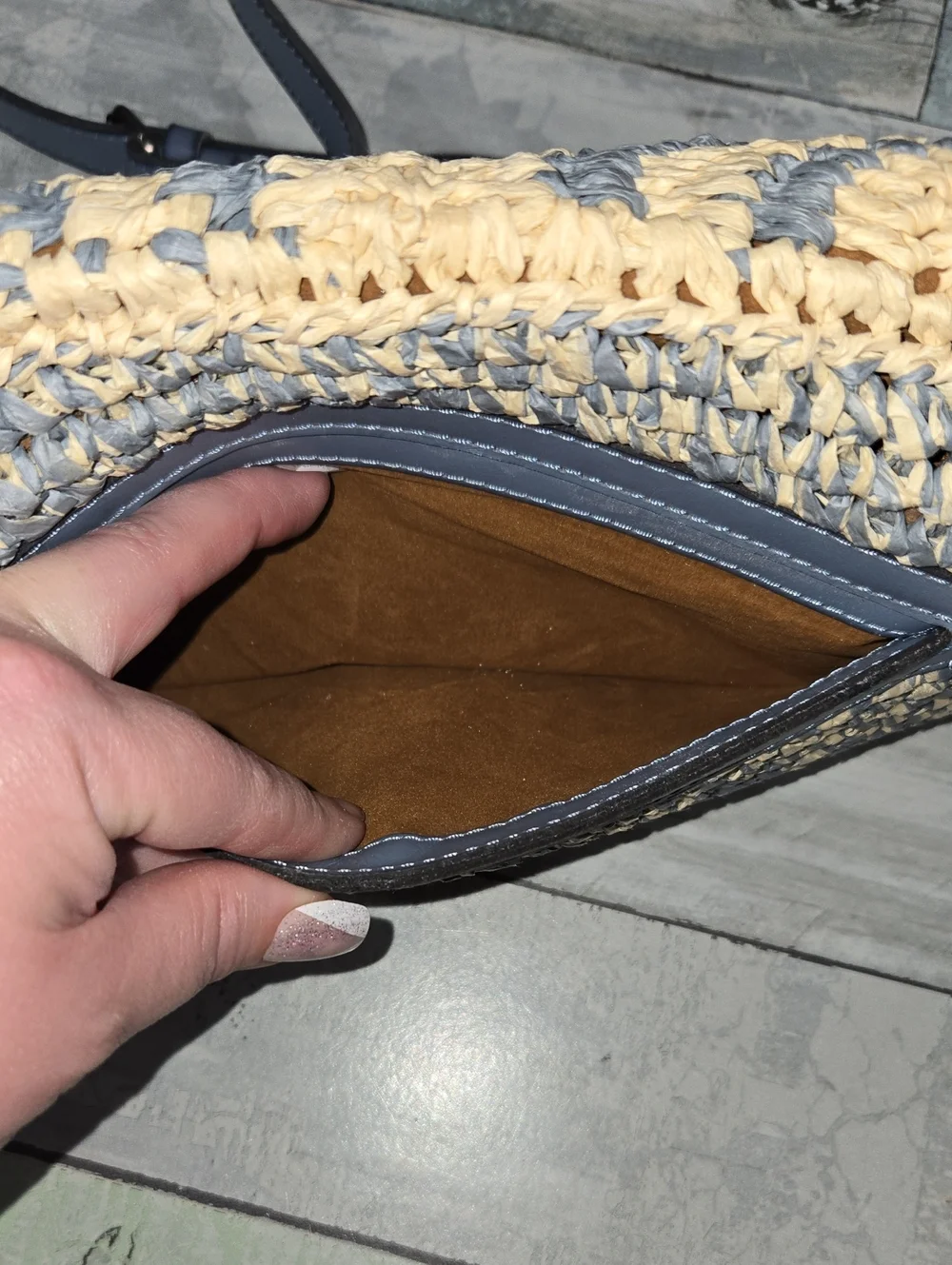 Patricia Nash Natural/Blue Fog Loulia Cross Body Bag New With Tags